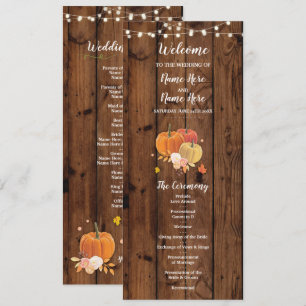 Convite Detalhes do Programa de Casamento de Madeira de Ab