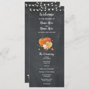 Convite Detalhes do Programa de Casamento de Pumpkin Chalk