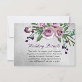 Convite Detalhes do Recepção de Bodas de Prata Purple Rose