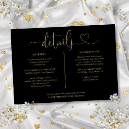 Convite Detalhes do Script Coração Preto e Dourado Informa