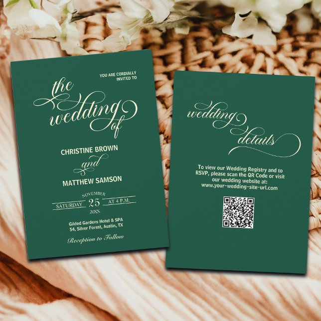 Convite Detalhes do Script Elegante Casamento de Teal de C (Criador carregado)