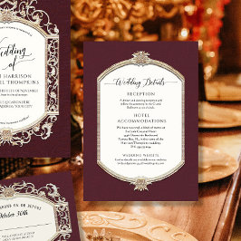 Convite Detalhes Dourados do Casamento da Elegante Vintage