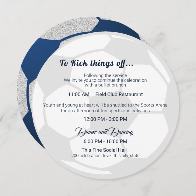 Convite Detalhes e Informações do Bar de Esporte Mitzvah (Frente/Verso)