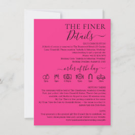 Convite Detalhes Finos de Casamento Rosa Quente Fuchsia
