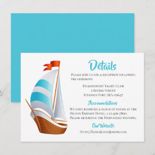Convite Detalhes Náuticos Casamento de Iate Azul Turquesa
