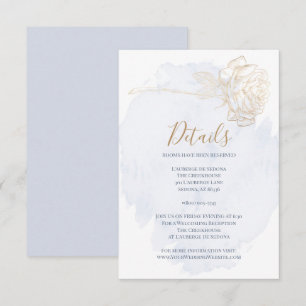 Convite DETALHES  Rosa Dourado de cor azul-poeirenta