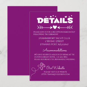 Convite Detalhes Roxos Casamento Corações & Borboletas