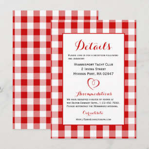 Convite Detalhes Rústicos Direções Xadrez Vermelho Branco