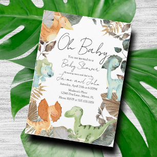 Convite Detalhes Selvagens da Selva de Dinossauros para Ch