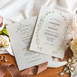 Convite Detalhes Simples de Casamento com Flores Silvestre