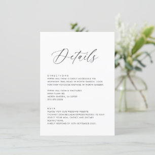 Convite Detalhes Simples de Casamento Direções RSVP Modelo