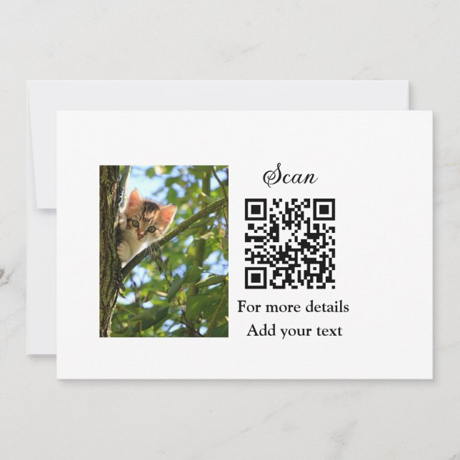 Convite Detalhes simples do nome do animal QR código adici (Frente)