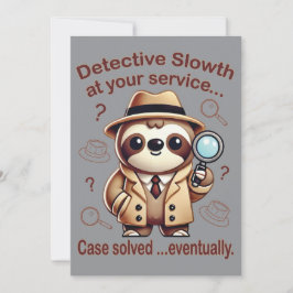 Convite "Detetive Sloth" Sloth Private Eye