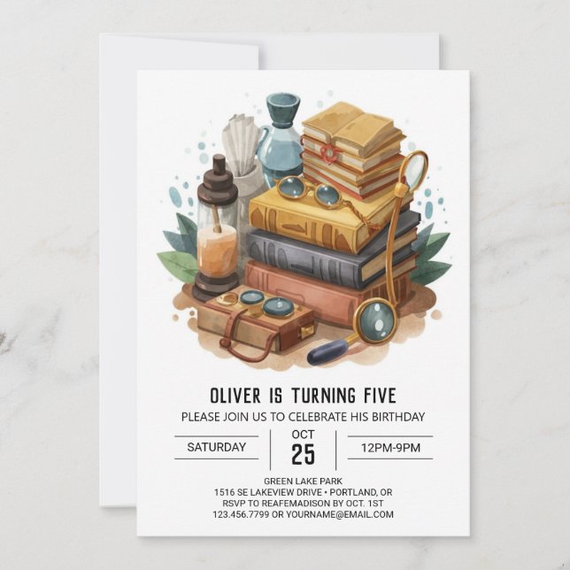 Convite Detetive Whimsical Online Birthday (Frente)