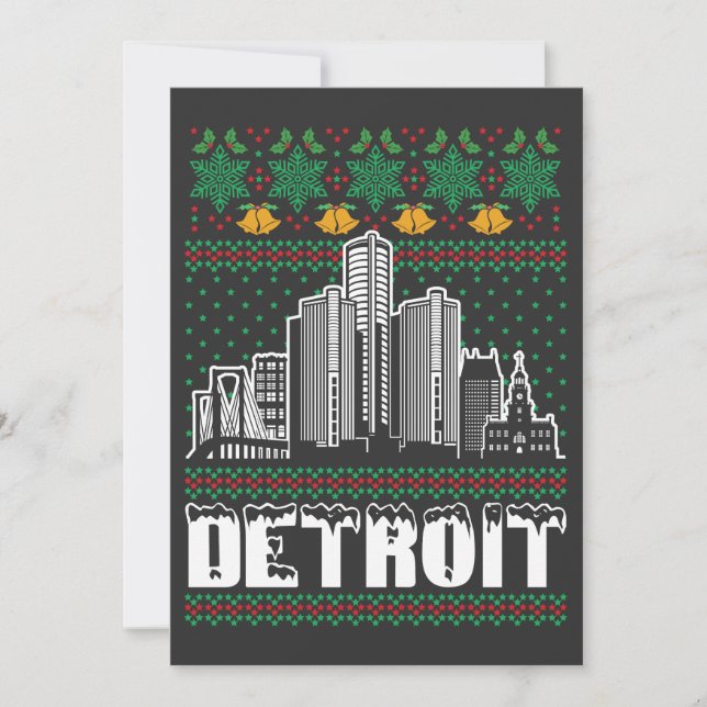 Convite Detroit Michigan Ugly Christmas (Frente)