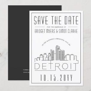 Convite Detroit que Wedding economias estilizados da