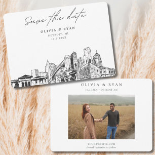 Convite Detroit Wedding Centro Skyline Salve a Data