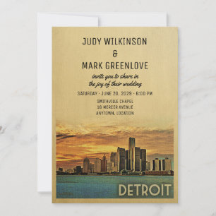 Convite Detroit Wedding Invitation Michigan