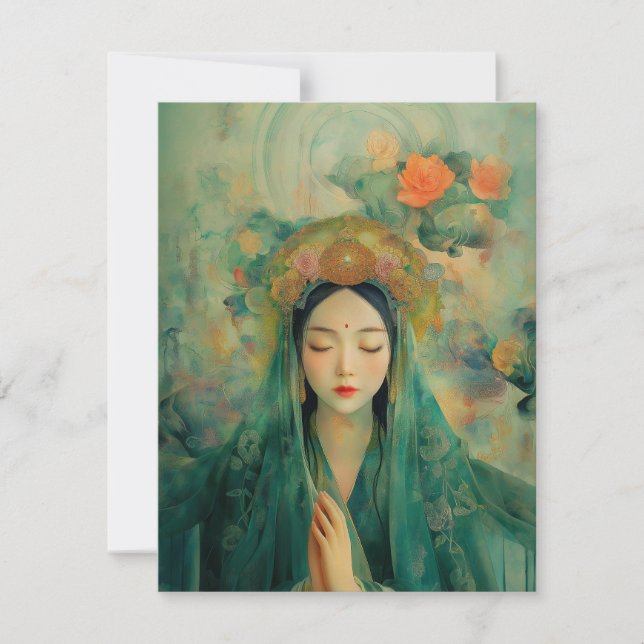 Convite Deusa Budista Quan Yin Retrait Pintura (Frente)