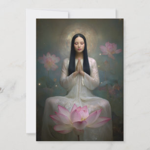 Convite Deusa Eetérea Quan Yin Floral de Alta Frequência