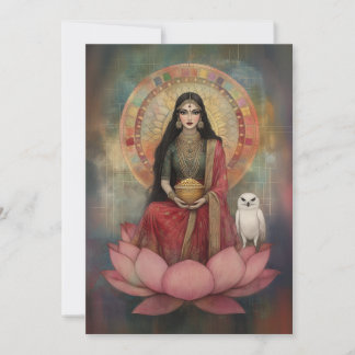 Convite Deusa Hindu Lakshmi Retrato em Mosaico Art Nouveau