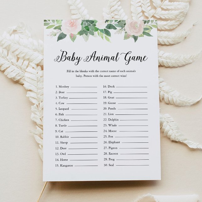 Convite DEVON Baby Animal Greenery Jogo do Chá de fraldas (Criador carregado)