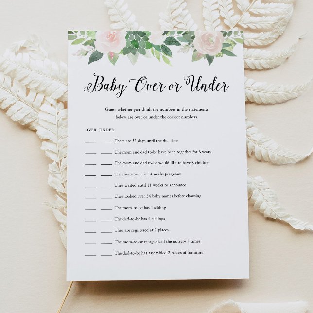 Convite DEVON Baby Over Or under Chá de fraldas Game Card (Criador carregado)