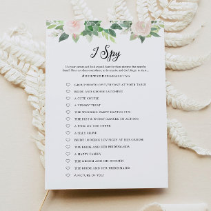 Convite DEVON Greenery I Spy Wedding Game Card