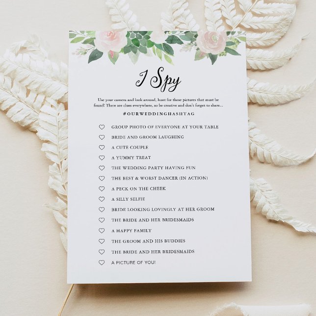 Convite DEVON Greenery I Spy Wedding Game Card (Criador carregado)