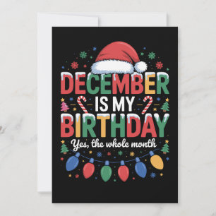 Convite Dezembro é meu aniversário Natal Chapéu de Papai N