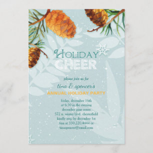 Convite Dezembro Pine Cones Feriado