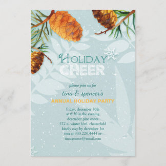 Convite Dezembro Pine Cones Feriado