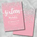 Convite Dezesseis Colírio Elegante, Colírio, Rosa, 16<br><div class="desc">Introduzindo um vibrante e na moda Doce 16 convites de aniversário que é perfeito para celebrar 16 anos de estilo. Este design alegre apresenta uma mistura de confete cor-de-rosa e cinza, trazendo uma vibração viva e feminina ao convite. "Doce Dezesseis" é belamente exibido em roteiros no topo, definindo o palco...</div>