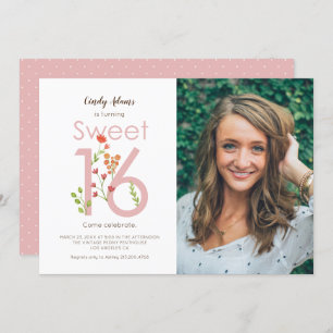 Convite Dezesseis cor-de-rosa-claro-esbranquiçados com Flo