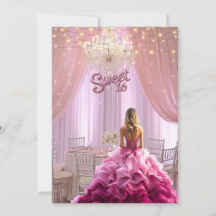 Convite Dezesseis Luzes Brilhantes Rosa