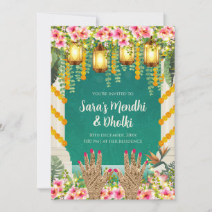 Convite Dholki digital convida muçulmano Mehndi