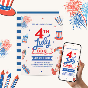 Convite Dia da Independência 4 de Julho Festa de BBQ de Ve