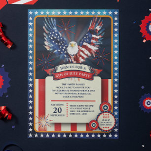 Convite Dia da Independência Americana 4 de julho - Dia da