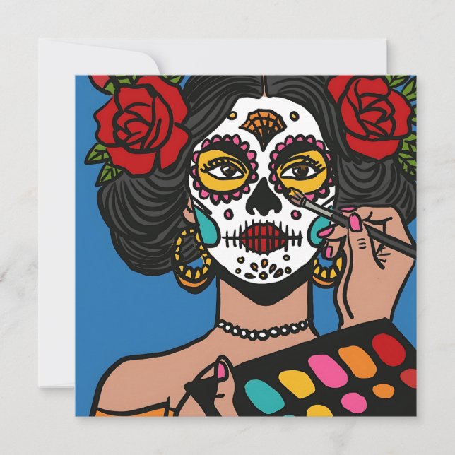 Convite Dia da Mão Morta Desenhada Catrina (Frente)