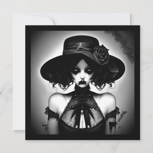 Convite Dia das Bruxas da Garota Gótica (Frente)