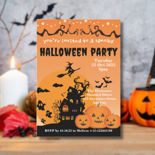 Convite Dia das Bruxas de Casas Negra Negra-Laranja Vibran