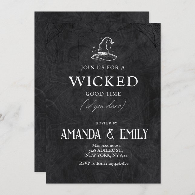 Convite Dia das Bruxas de Halloween Adultas (Frente/Verso)