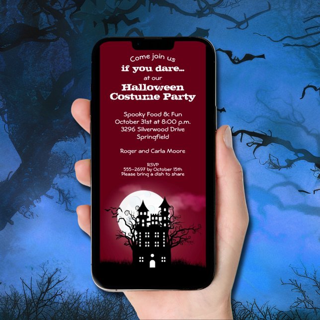 Convite Dia das Bruxas de Spooky Haunted House (Spooky Haunted House Halloween Invitations - INSTANT DOWNLOAD and/or printed)
