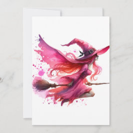 Convite dia das bruxas rosa das halloween