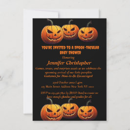 Convite Dia das Bruxas Spooktaculares de Pumpkin Preto e L