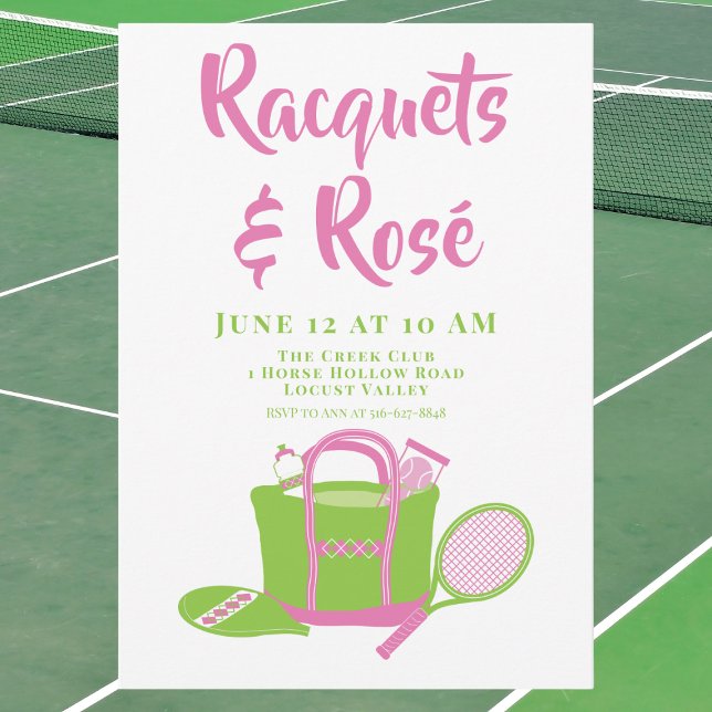 Convite Dia das Damas do Tênis de Racquets & Rosé (Criador carregado)