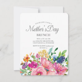 Convite Dia das Mães Botânico Floral Colorido Aquarela