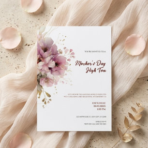 Convite Dia das Mães Chá Alto Floral Elegante