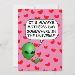 Convite Dia das Mães Corações Vermelhos Alienígenas