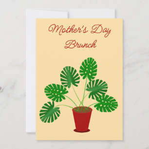 Convite Dia das Mães Planta Monstera Brunch Personalizado